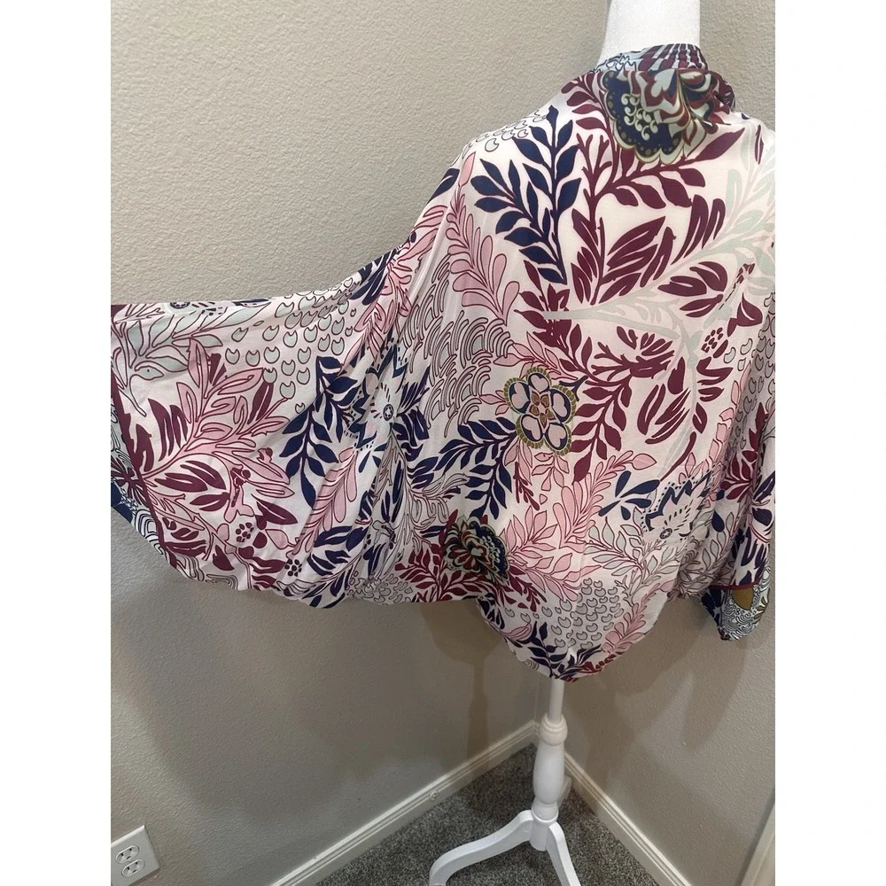 Anthropologie Cocoon Kimono Wrap Chiffon Shawl OS Floral Boho Hippie Lightweight